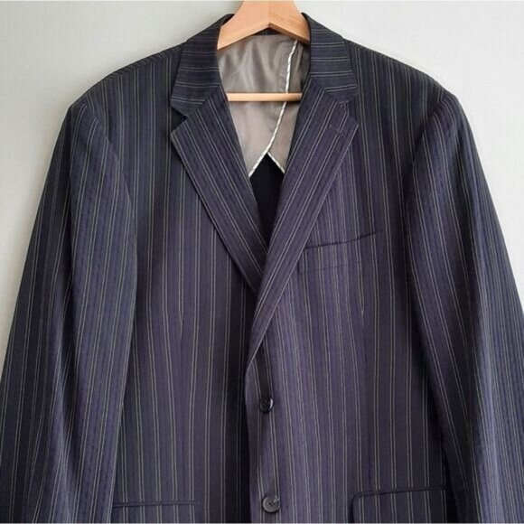PAUL BETENLY Biella Italy Blazer Jacket Pin-Stripe Navy Men's Sz 44 L - Picture 3 of 16